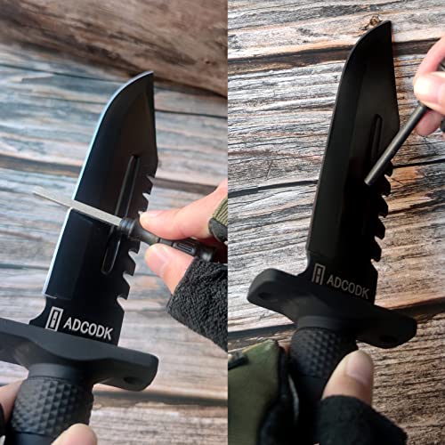 Adcodk Tactical Bowie Knife With Sheath Fixed Blade Survival Hunting Knives With Non-Slip Handle And Sharpener & Fire Starter For Camping Outdoor Adventure #TOP2