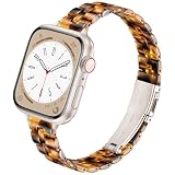wipalor Thin Resin Tortoise Shell Bands for Apple Watch Bands for Women 38mm 40mm 41mm 42mm, Slim Resin Lightweight iWatch Bracelet for iPhone Watch Series 11 10 9 SE 8 7 6 5 4 3-Amber Tortoiseshell