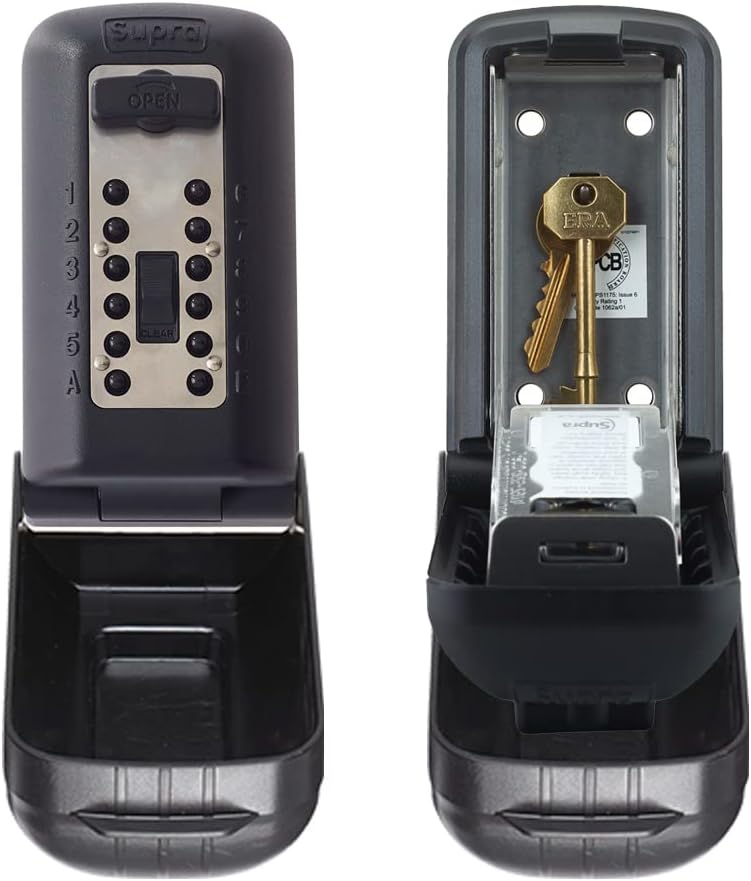 Key Safe™ Supra P500 Pro Key Safe Pro Police Preferred Outdoor with Anti- Tamper Plate Wall Mounted Push Button Key safe. Lock box for keys, fobs and access cards