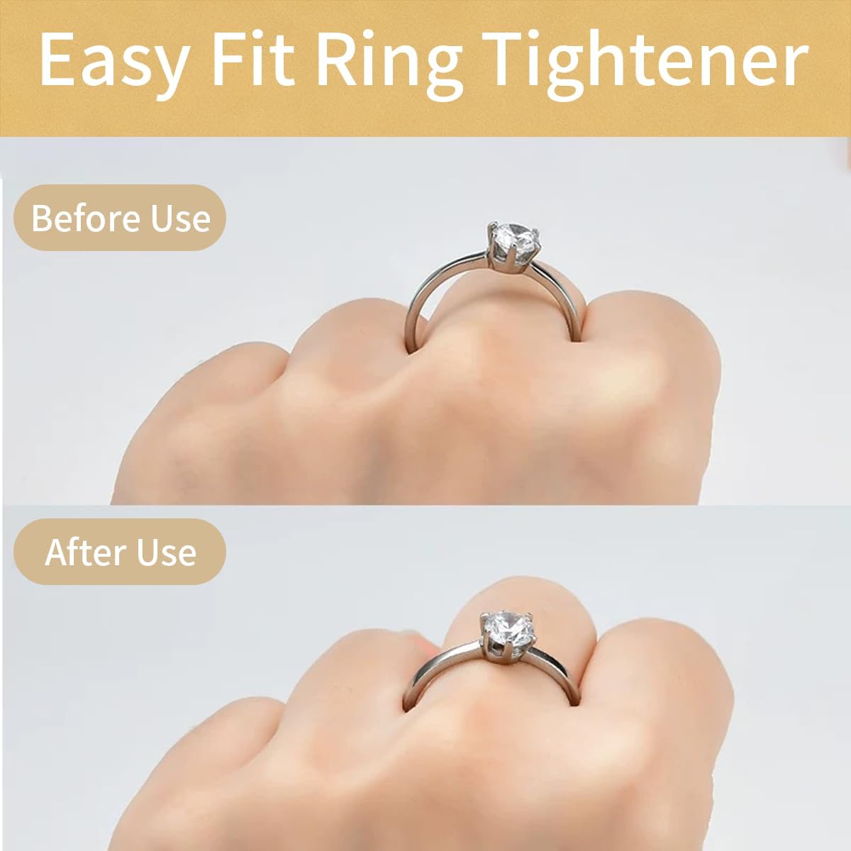 Ring Sizer Adjuster for Loose Rings – 12-Pack, 4 Sizes, Clear TPU, Non-Slip Adjustable Ring Resizer & Tightener Guards, Inserts for Rings That Are Too Big, Includes Scissors, for Men and Women