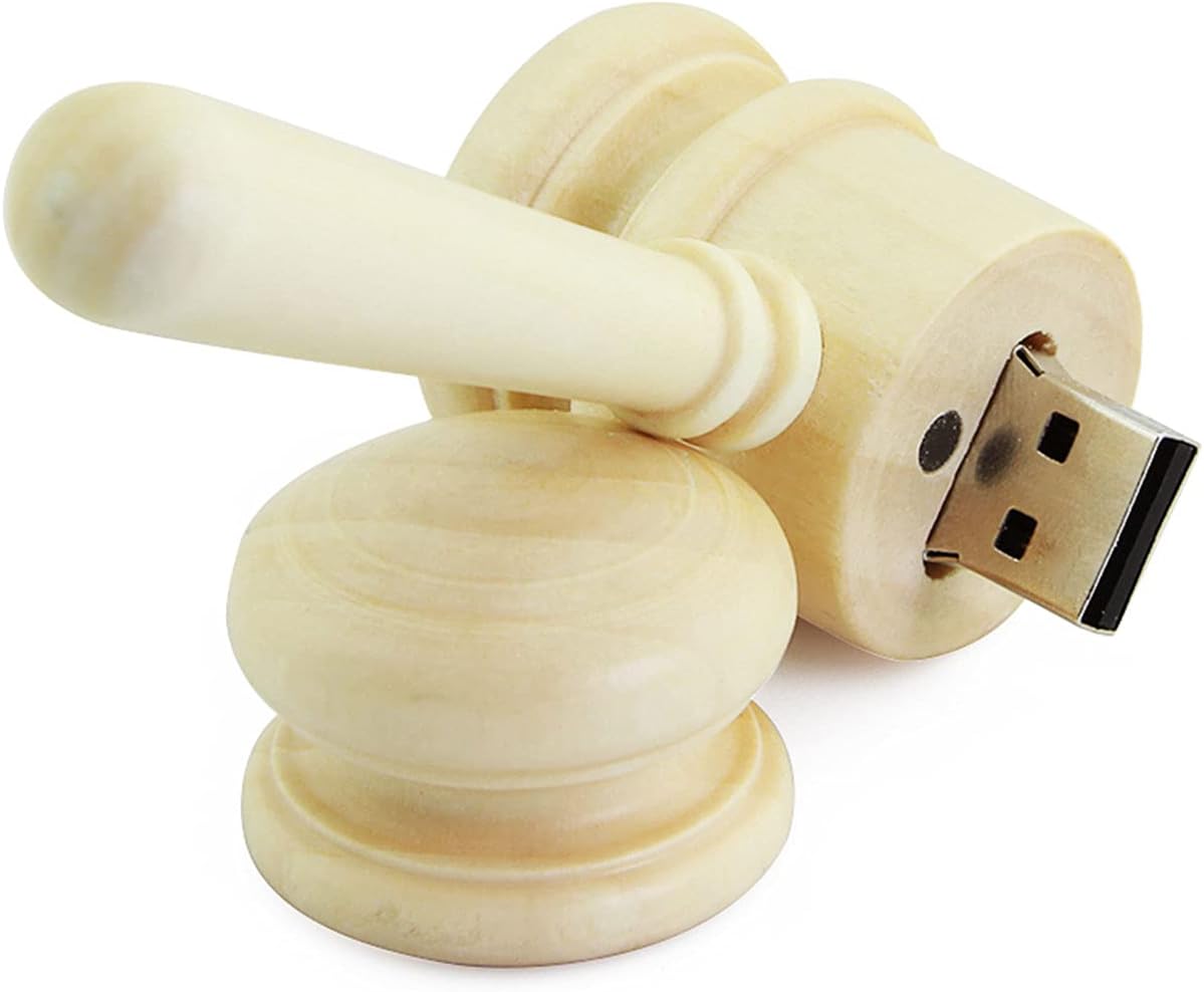 CHUYI Cool Wooden Gavel Shape 128GB USB 2.0 Flash Drive Hammer Pen Drive Memory Stick Storage Magnetic Thumb Drive U Disk Gift