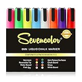 Sevencolor® New Arrival 6mm Non Toxic Liquid Chalk Marker Dry & Wet Erase Paint Pen with Fine Tip 8 Colors/Box