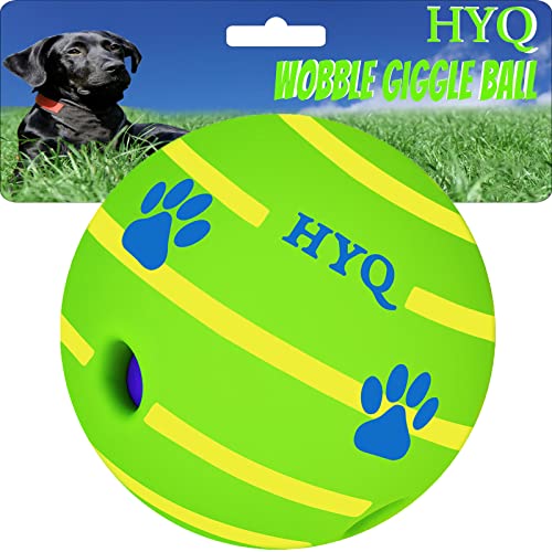 HYQ Wobble Giggle Ball for Dogs, Interactive Dog Toys Ball, Squeaky Dog Toys Ball, Funny Wobble Ball, Herding Dog Balls for Medium Large Dogs
