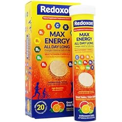 Redoxon Max Energy ، يساعد في دعم نظام Inmune ، نكهة الحمضيات ، 20 قرصًا فوارًا ، 2.82 Oz ، Box