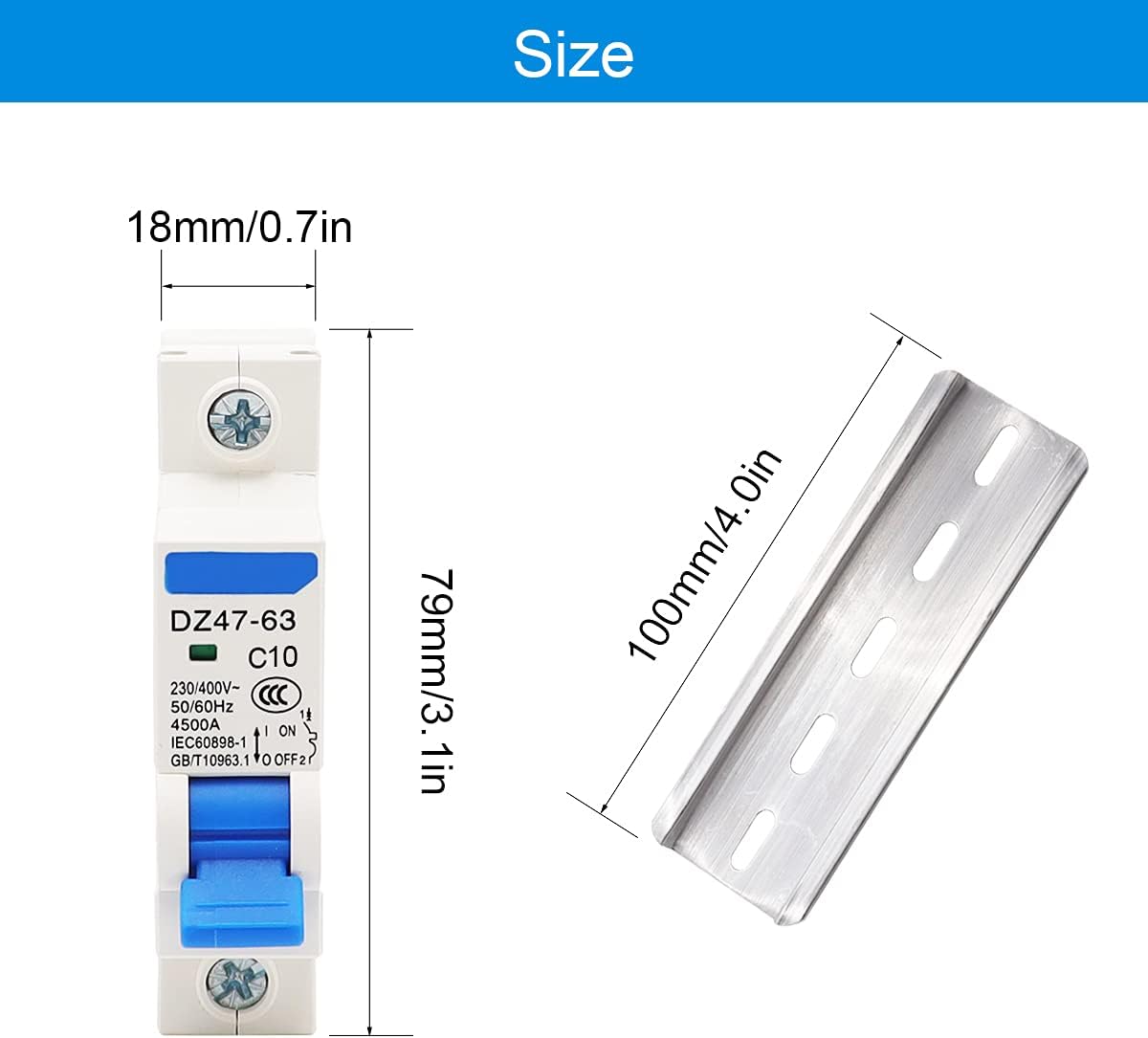weideer 2pcs Miniature Circuit Breaker DZ47-63 C20 230V/400V 1 Pole 20A DIN Rail Mount : Everything Else