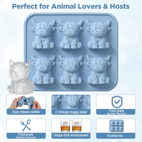 Molde para cubitos de hielo de silicona con forma de vaca miniatura 3