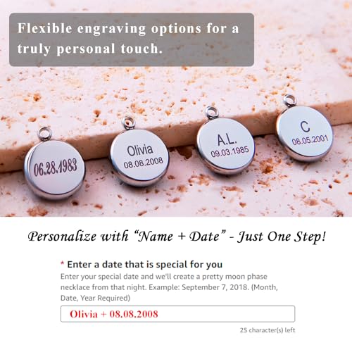 Personalized Birth Moon Necklace for Women - Custom Engraved Name & Speical Date Jewelry for Her - Birthday, Anniversary, Meaningful Keepsake Pendant Gift3