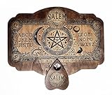DESIGN MYSTIQUE: Planche Ouija de Salem avec motifs dorés élégants sur fond noir, ornée de symboles occultes et d'un pentagramme central