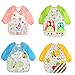 ElecMotive Set di 4 bavaglino a manica lunga bavaglino impermeabile EVA unisex per bambini piccoli da 6 mesi a 3 anni