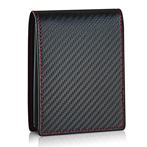 ECCELLENCE Wallets for Men RFID Blocking - Leather Wallet for Men Bifold, Men's Wallet Slim Minimalist, Carbon Fiber Wallets, Security Wallet, Genuine Leather Wallet, Birthday Gift for Husband and Dad