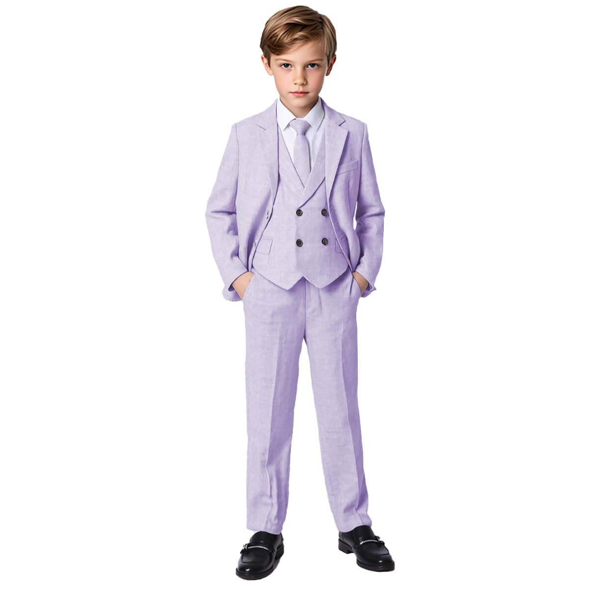 Set da 3 pezzi da ragazzo con giacca da smoking e pantaloni, per bambini, anello nuziale, per feste