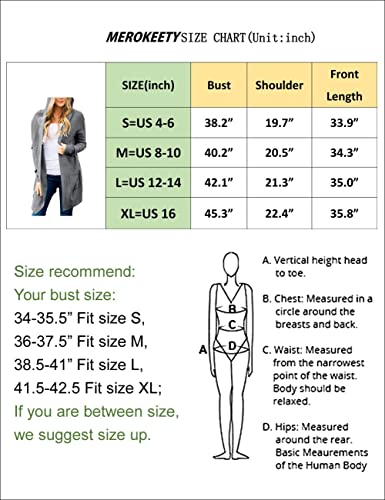 Merokeety Women's Long Sleeve Open Front Hoodie Knit Sweater Cardigan Outwear A-Black #TOP6