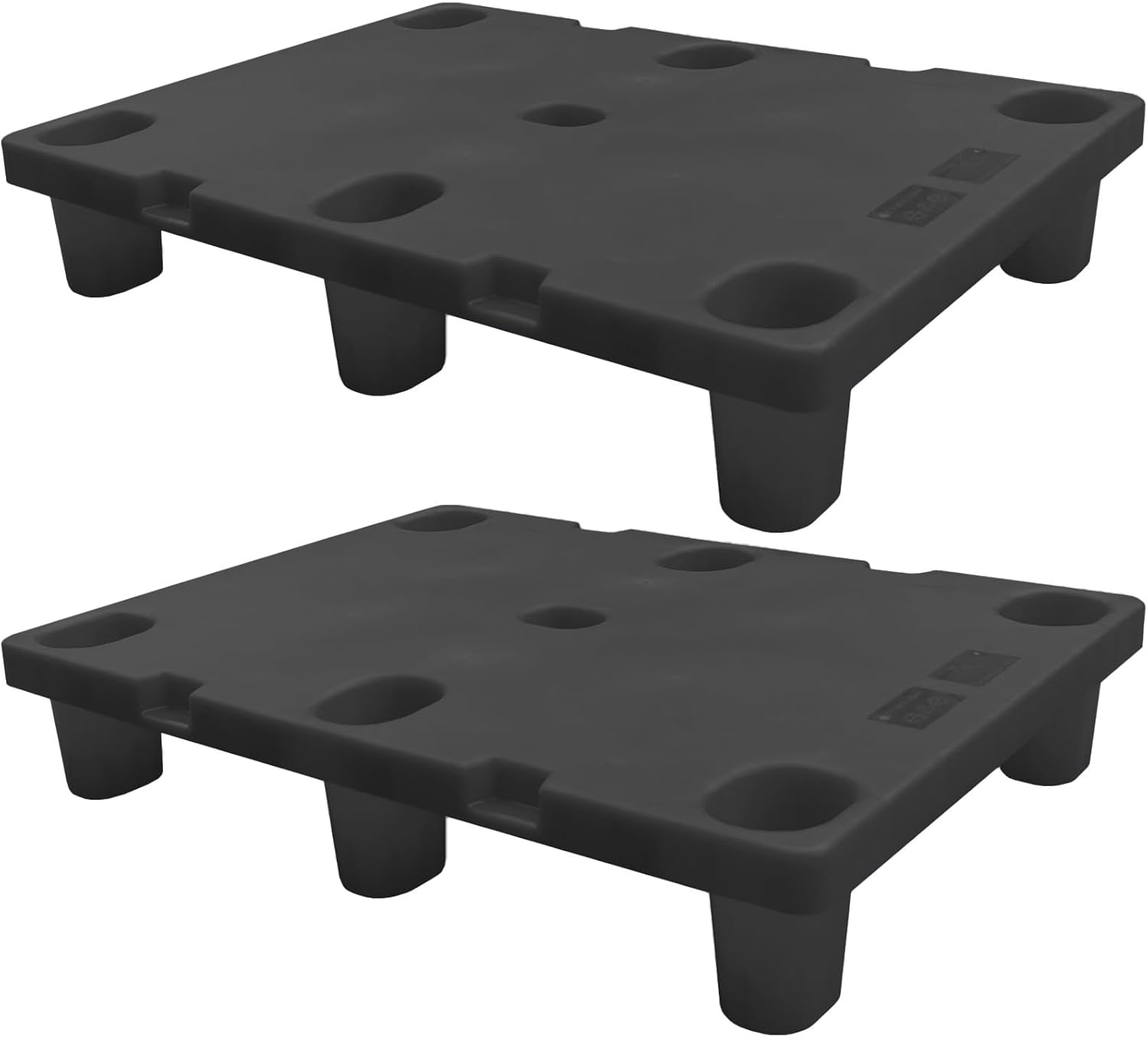 2 Pcs Heavy Duty Plastic Pallets, 31.5"x23.6"x5.5" Industrial Storage Platform, Dynamic Load 1102 lbs/Static Load 1764 lbs, Warehouse Stacking Pallets for Logistics and Warehousing (Black)
