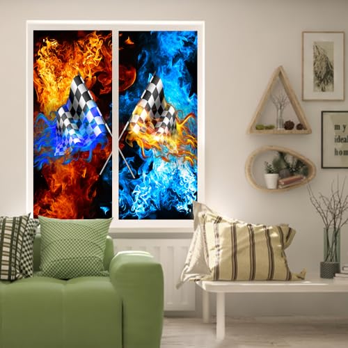 Vinilo Decorativo Abstracto Bandera de Carreras 17.7x23.6 in x2 Pzas miniatura 6