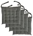 Cottone 100% Cotton Chair Pads w/Ties (Set of 4) | 16” x 15” Square Round | Extra-Comfortable & Soft Seat Cushions | Ergonomic Pillows for Rocking, Dining, Patio, Camping, Kitchen Chairs & More, Grey