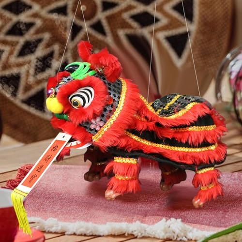 image for DYNWAVE Hand Puppet with Strings and Rod, Chinese Marionette Lion Toy,