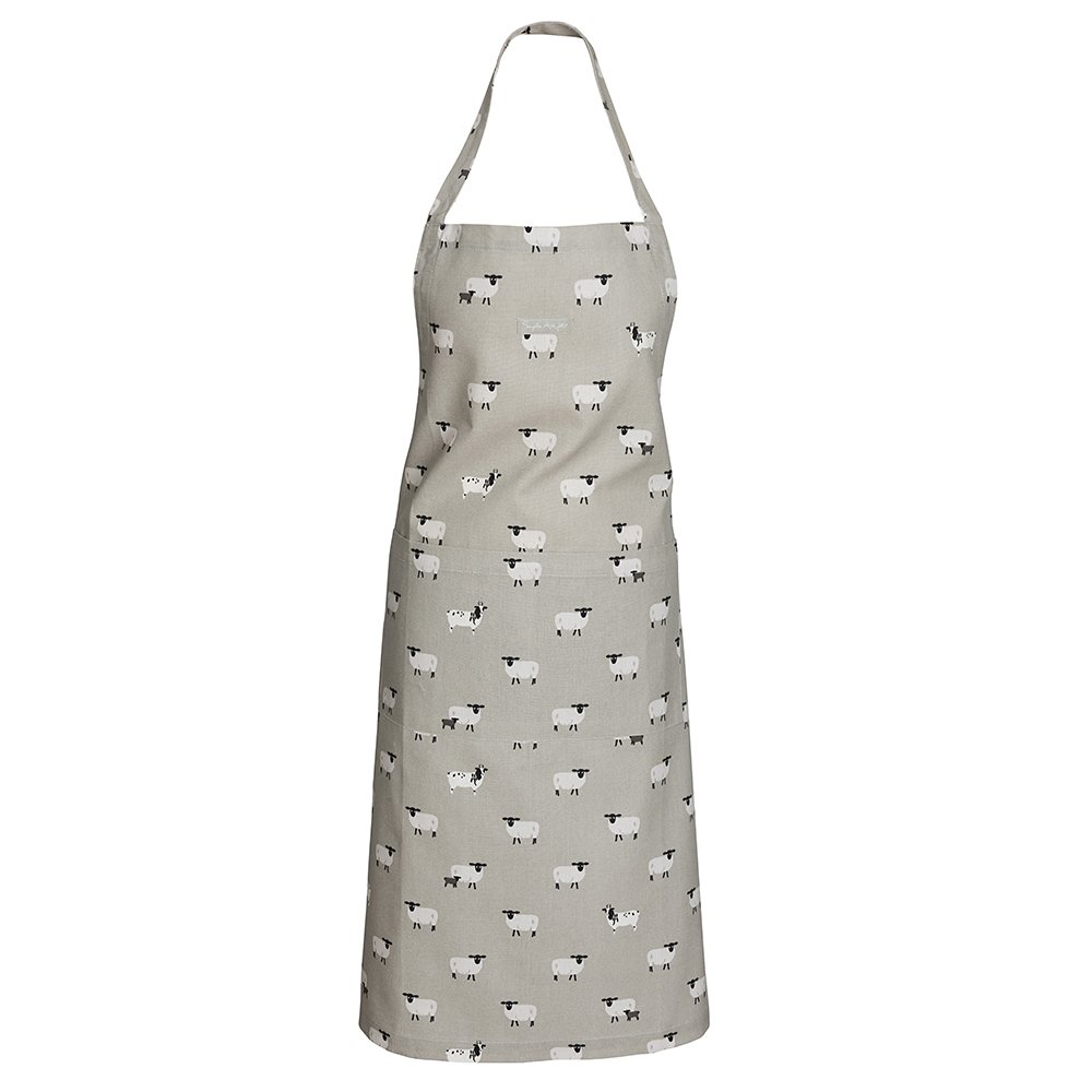 Sophie Allport - Sheep Unisex Adult Kitchen Apron, 100% Cotton, Adjustable Neck Strap and Front Pocket
