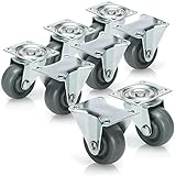 STABIL UND ROBUST: Die kleinen Lenkrollen ohne Bremse haben ein stabiles Gehäuse aus Metall und geräuscharme, robuste Rollen aus Kunststoff!