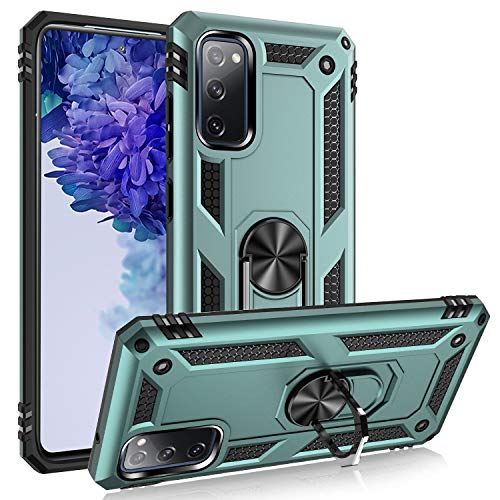 S20 fe Case,S20 fe 5G Case,ADDIT [ Military Grade ] Shock-Absorption Bumper Cover Samsung S20 fe Anti-Scratch Case with Ring Car Mount Kickstand for Samsung Galaxy S20 fe/S20 fe 5G - Teal