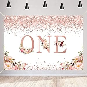 Erster Geburtstag Hintergrund Blumen Goldene Punkte 1. Geburtstag Fotografie Hintergrund Baby Mädchen Glücklich 1…