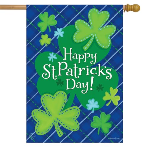 Briarwood Lane St. Patrick's Day House Flag 40x28 For Outdoor Happy Shamrocks For St. Patrick's Day House Flag