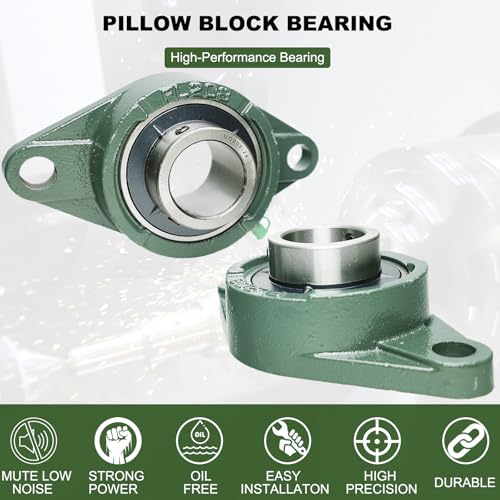 2 Pack UCFL208-24 Pillow Block Bearing – Flange 2 Bolt Mounted Pillow Block Bearings – Bearing Steel Bearings with 1-1/2" Bore - Self-aligning Bearings with Solid Cast Iron Base by SACKORANGE - Image 3