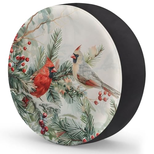 Image of Spare Tire Cover for RV Trailer, Winter Cardinal Tire Covers Universal Fit for Travel Trailer Camper Jeep RV SUV Truck Waterproof Wheel Cover (14 inch for Diameter 25 inch - 27 inch),A-53