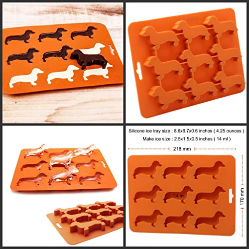 Zhaocaigui Eiswürfelform, 9 Stück Dackel Eiswürfel, Orange, Silikon, BPA-frei