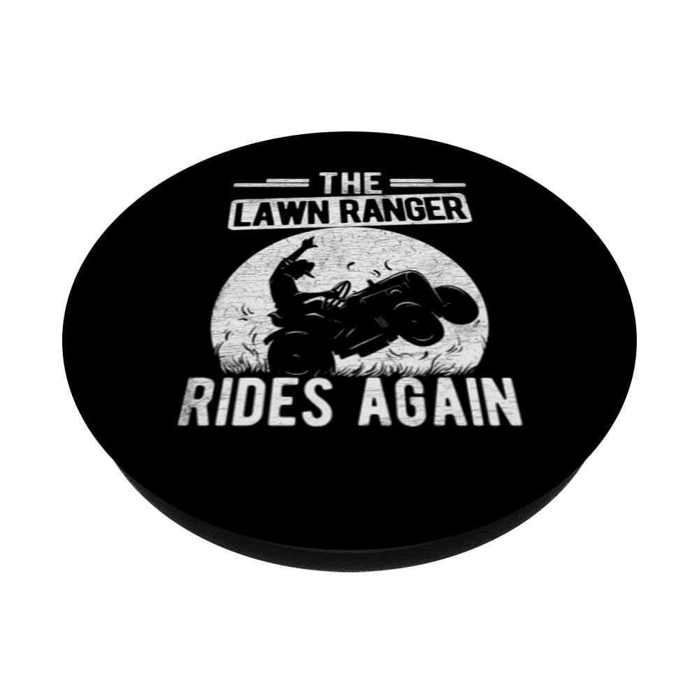 THE Lawn Ranger RIDES AGAIN Lawn Ranger Gardening PopSockets Swappable PopGrip, Black - Image 2