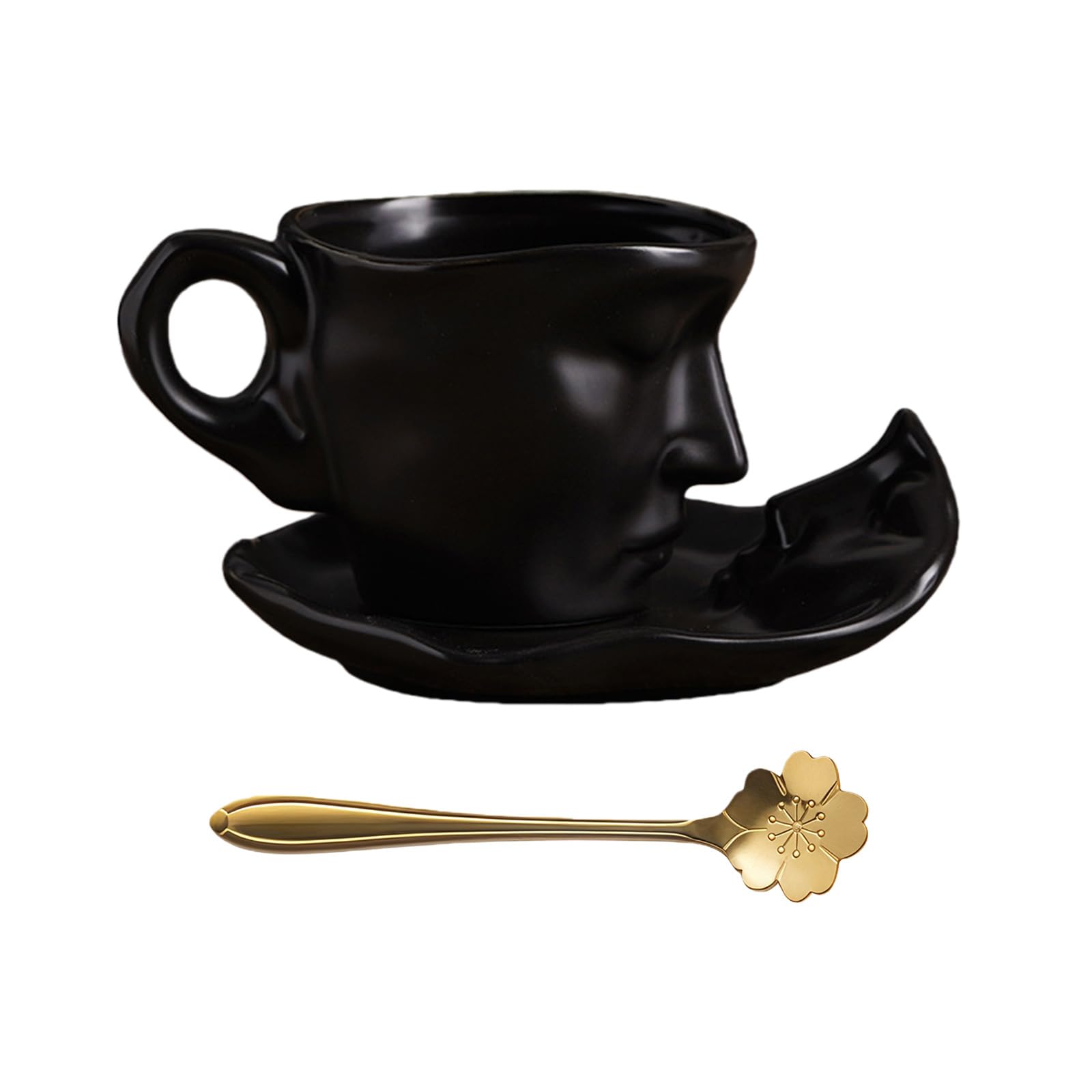 Lerpwige Luxury Artistic Kiss Couple Design Ceramic Coffee Mug Valentine Gift Drink Cup and Saucer Set for Home Use Gift Mug