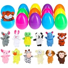 BILLMOSS Easter Eggs with Finger Puppets - 12 Packs Prefilled Easter Basket Stuffers Party Favors for Kids Filled Easter Eggs Hunt