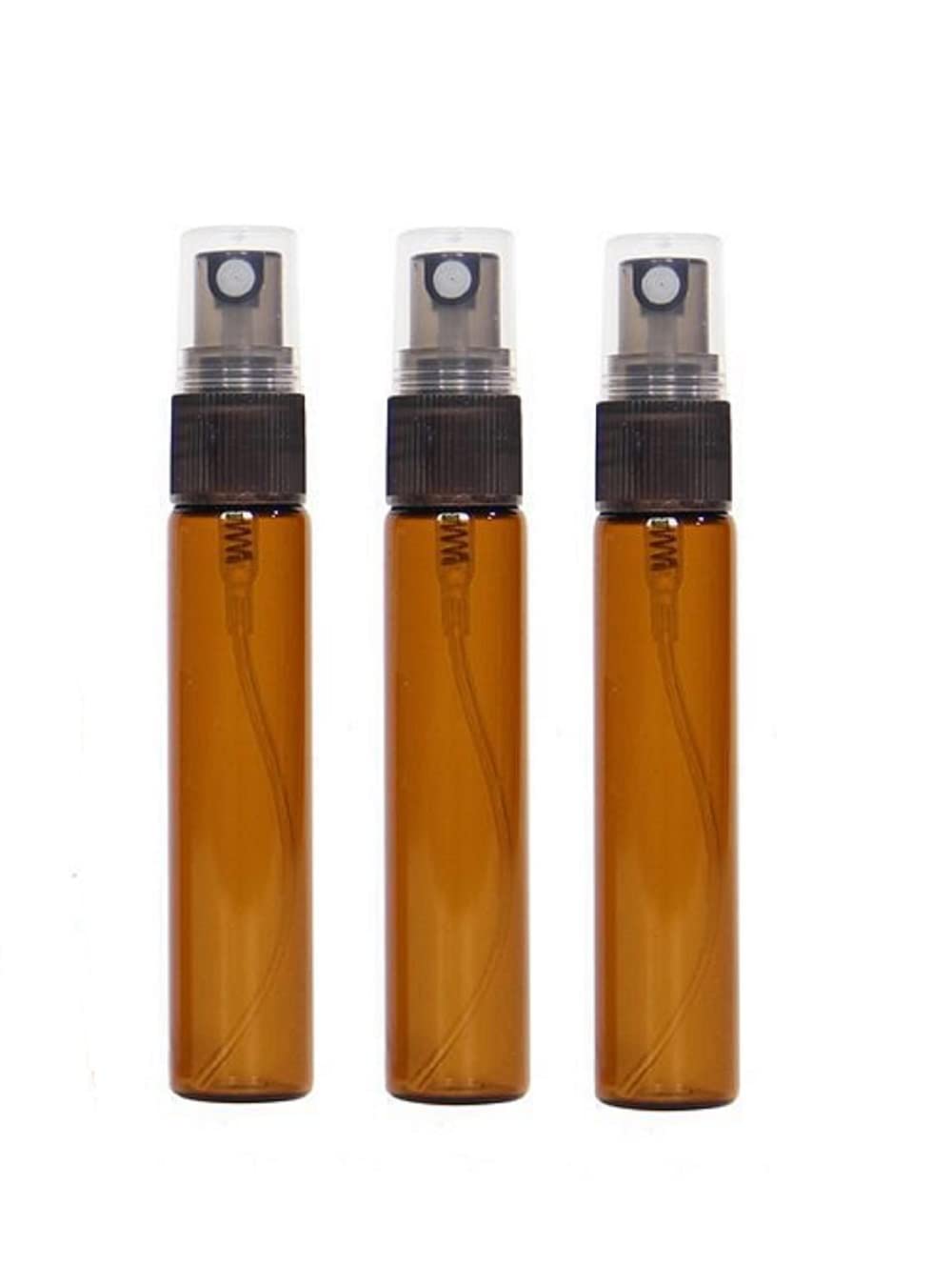 Cmj Amber 3 X 10Ml Glass Spray Bottles Atomiser Travel Perfume Liquid Sample Atomizer Black Lid Uk Seller