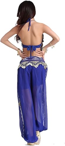 Miniatura 4 de Traje para danza árabe ZLTdream para mujeres de chifón top venda y pantalones anchos con monedas
