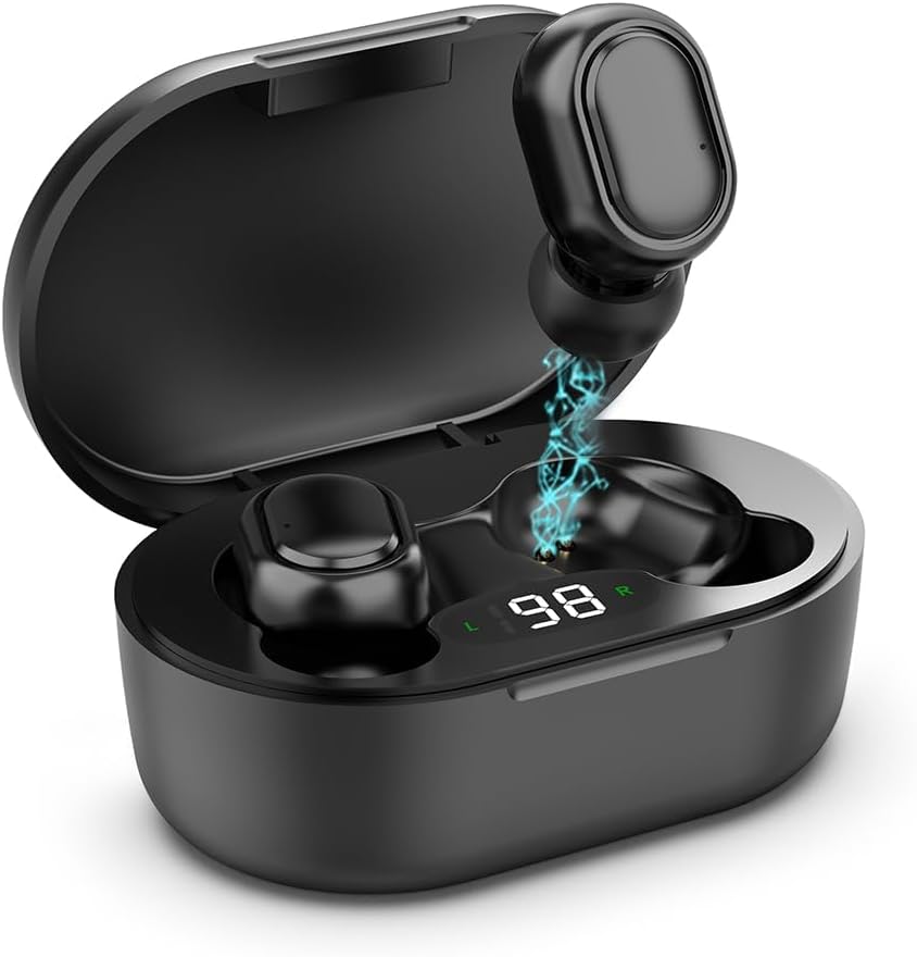 JARDIN Not Amplifier Hearing Aids for Seniors, Rechargeable OTC Hearing Aids with Noise Canceling,Clear Sound,Premium Comfort Design with Recycle Charging Case (Black-Digital display)