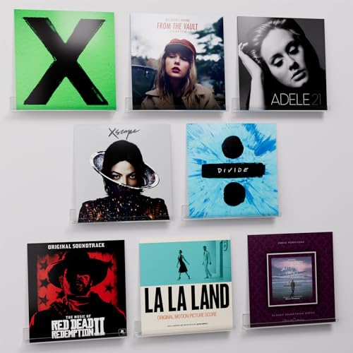 8 Packung Schallplatten Wandhalterung 30 5cm Acryl-Regale für Album Record Storage & Display klare Acryl schwimmenden Regale für Wand-Foto-Dekor Bild Leiste Kinder Bücherregal Magazin Rack