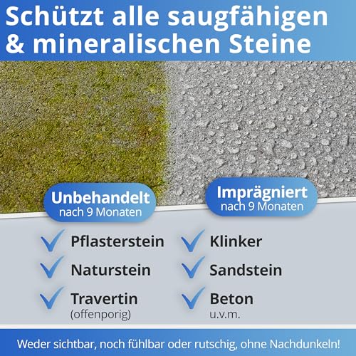 Nanoprotect Steinimprägnierung Konzentrat | Profi Qualität | Vorbeugend gegen Grünbelag und Einschmutzung | 1 kg für ca. 80-120 m²
