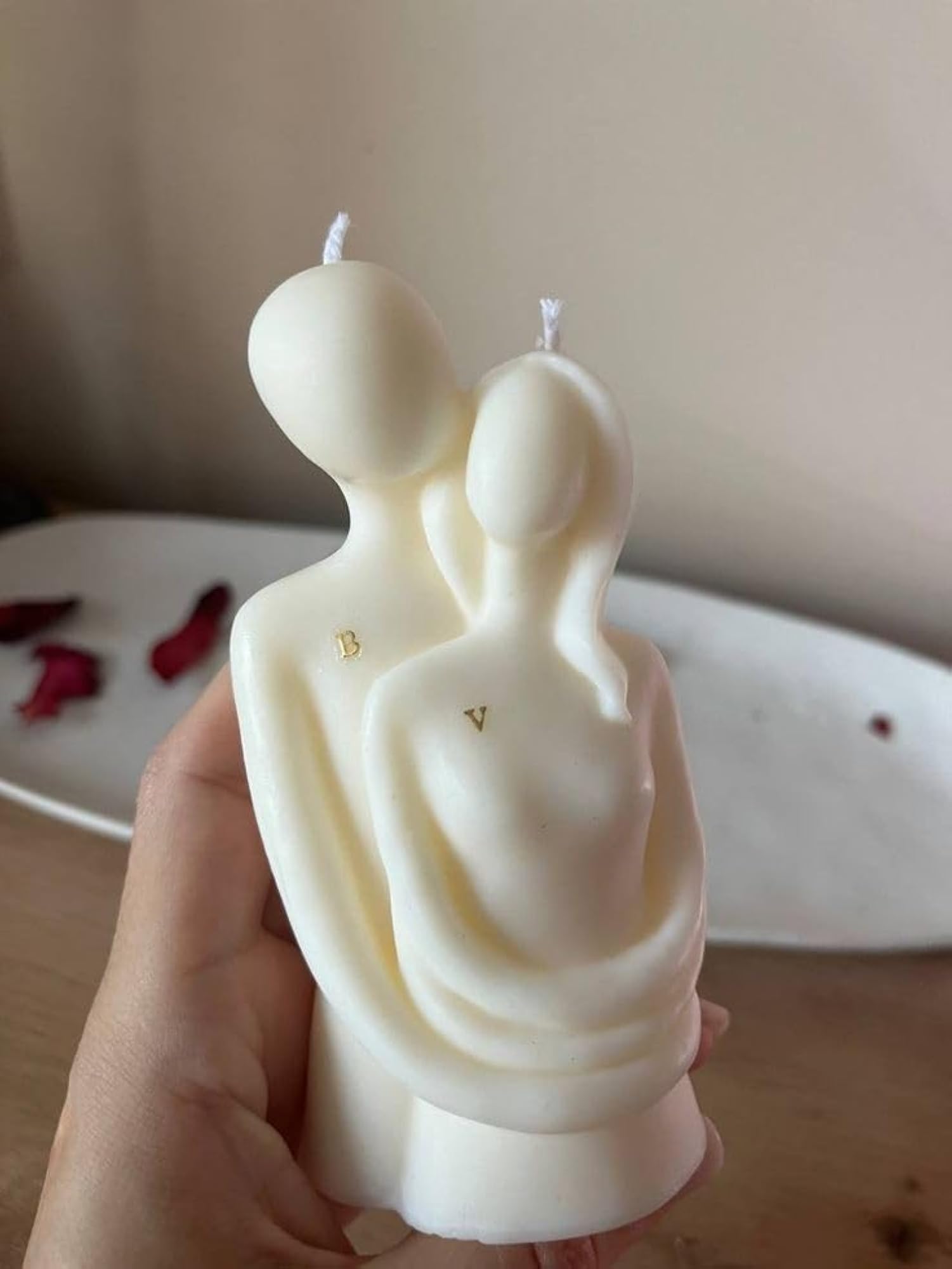 Decorative Couple Embrace Sculpture Candle, Handmade