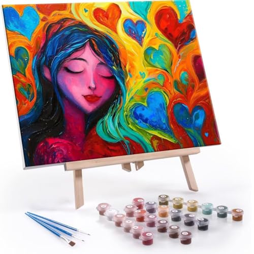 DIY G n[g ̎q Paint by Numbers hG Lbg l ʂ肦 q̗phGLoXNtg LoXA[g uVƃANG̋, CeA rO, ւ̃Mtg 50x70cm (t