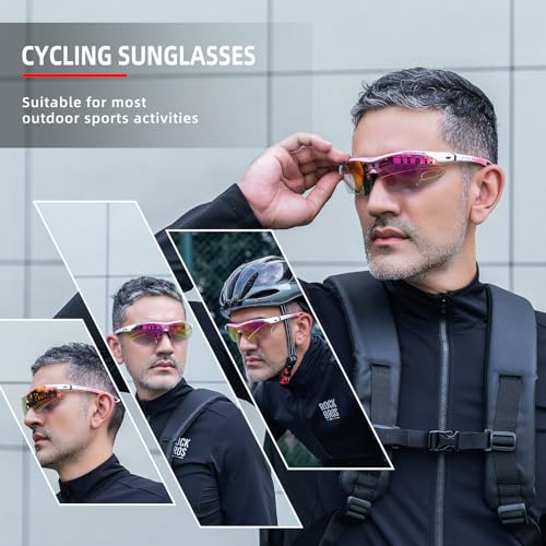 Image of ROCKBROS Photochromic Sports Sunglasses Mens Pickleball Glasses Cycling Glasses MTB Sunglasses, with Removable Elasctic Band