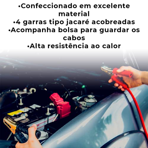 Cabo Para Chupeta Automotiva Bateria Transferência De Carga Veicular De 500 AMP De 2 Metros Transmis