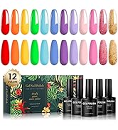CICK 12 Colors Rainbow Summer Gel Nail Polish Kit, Neon Bright Candy Gel Nail Polish Set Hot Pink...