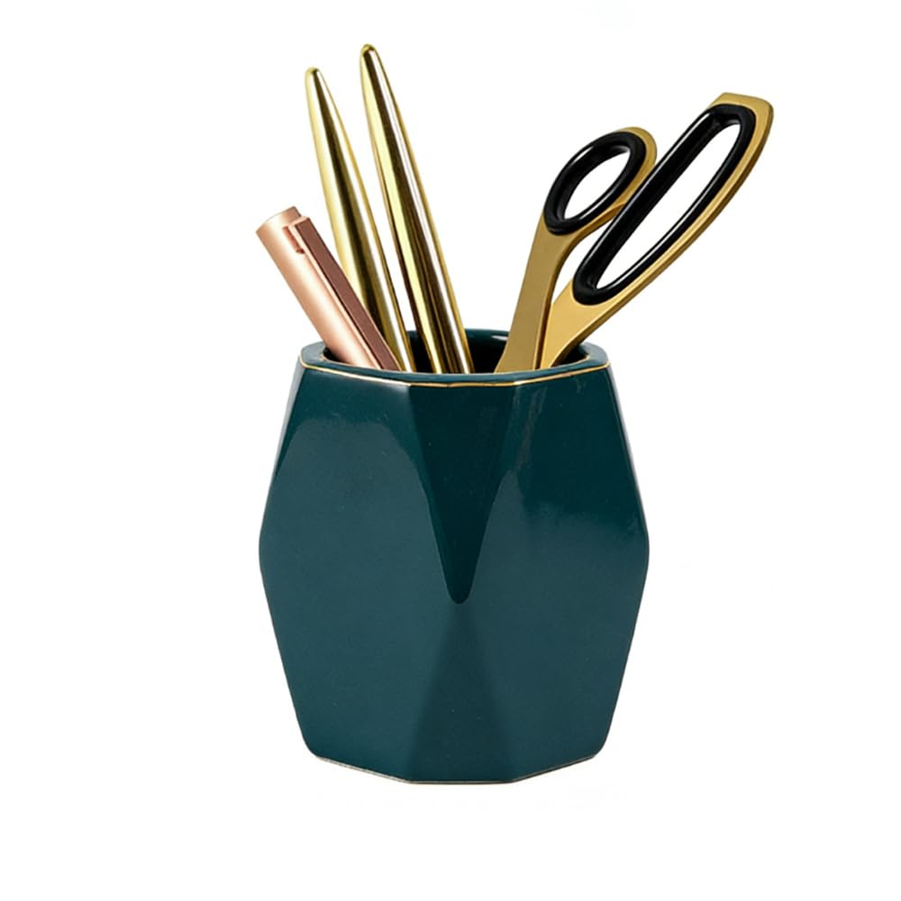 LOUIE SILNA Ceramic Pen Holder, Makeup Brush Holder, Desktop Organizer, Office Desk Organizer, Suitable for Home, School, and Classroom (Green - 10cm x 7cm) โ image 1
