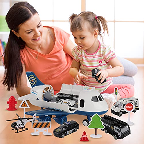 Dwi Dowellin Toddler Toys Car For Boys:boy Toy Transport Cargo Airplane|Kid Toys 20 In 1 Carrier Vehicle Police Toys For Kids Age 2-4 3-5 4-7 Year Old Boys Girls #TOP3