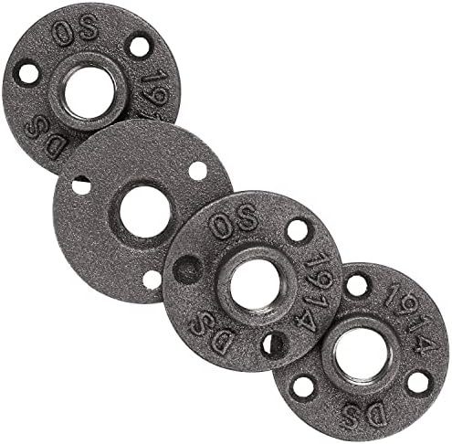 100 Pack 1/2" Cast Iron Floor Flange, Black Pipe Decor Flange Pipe Fittings with Threaded Hole for Vintage Retro Steampunk Industrial Pipe, Furniture and DIY Decor - CopperTwist (100)