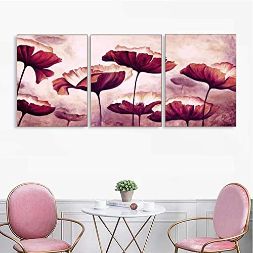 Impresión de imagen 3 piezas 40x60cm póster nórdico de loto sin marco arte de pared póster abstracto e impresión de imagen de pared para la decoración del hogar de la sala de estar Cover