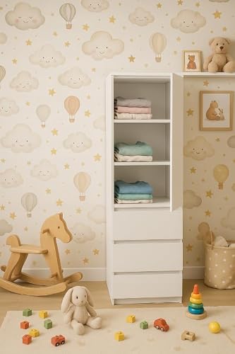 Armoire 50 cm 3 tiroirs + étagère ouverte SARA