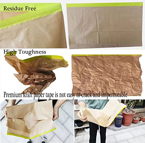 Paint Masking Paper , 6 Pack Tape And Drape Painters Paper, Assorted Size Masking Paper For Painting Car And Auto Body,Floor Protection, Wall Covering(6 Rolls Of Masking Paper And 3 Rolls Of Tape) #TOP6