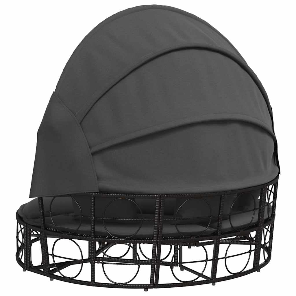Générique Letto di riposo esterno con baldacchino retrattile e cuscini, letto da giardino modulare in resina intrecciata, set convertibile in isola di sole o salone di conversazione con fodere
