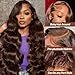Kkioor 24 Inch Chocolate Brown Human Hair Wig 200 Density Body Wave Lace Front Wigs Human Hair Pre Plucked 13X4 HD Frontal Wig 4# Colored Brown Wig For Women Glueless Wigs