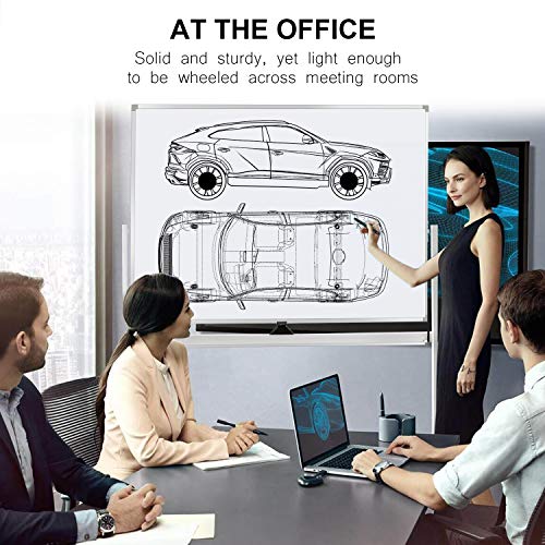 Image of Mobile Whiteboard on Wheels, 48 inchx36 inch Double-Sided Magnetic Dry Erase Board - Flipchart Easel for Office, Classroom & Home, Rolling Stand with Easy Flip Feature